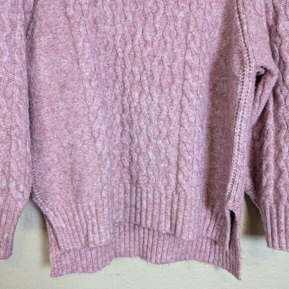 A New Day Oversize Pink Cable Knit Chunky Pullover Sweater Size M - Picture 3 of 6